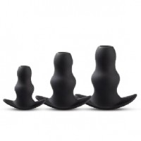 Butt Plug Hollow 3 Pc Set Silicone Black